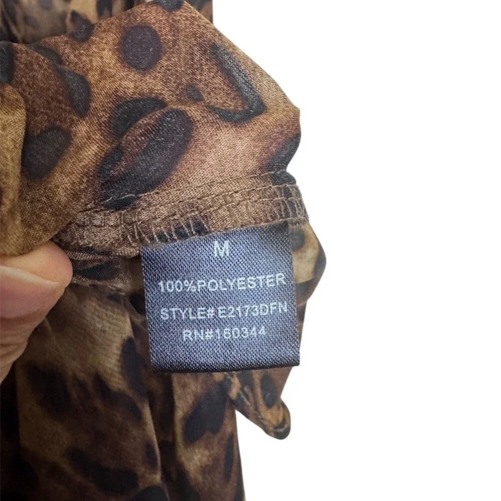 Fashion Nova Dress Womens M Brown Leopard Print Cowl Neck Maxi Slip Party - Picture 8 of 8